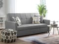 Miniatyrbillede 2 af 11: Sovesofa Grå Polyester 3 Personers Udtræksseng på Hjul Sovefunktion Quiltet Ryglæn Moderne Sofaseng Stue Indretning Klassisk Multifunktionel