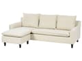 Miniatyrbillede 4 af 11: Hjørnesofa højre hånd beige stofbetræk træben chaiselong 3 sæder pude ryg stue opholdsrum