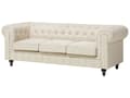 Miniatyrbillede 5 af 11: Chesterfield Sofa Beige Polyester med Skum og Sorte Træben 3 Personers Bredt Tyk Polstret Knap Tuftet Venetiansk Barok stil Stue Indretning