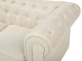 Miniatyrbillede 6 af 11: Chesterfield Sofa Beige Polyester med Skum og Sorte Træben 3 Personers Bredt Tyk Polstret Knap Tuftet Venetiansk Barok stil Stue Indretning