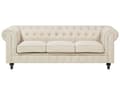 Miniatyrbillede 1 af 11: Chesterfield Sofa Beige Polyester med Skum og Sorte Træben 3 Personers Bredt Tyk Polstret Knap Tuftet Venetiansk Barok stil Stue Indretning