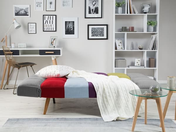 Multifarvet 3 Personers Sovesofa med Sovefunktion Skandinavisk Stil