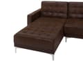 Miniatyrbillede 7 af 11: Hjørnesofa Chaiselong Brun Kunstlæder med Skumfyld og Sølv Krom Metalben 4 personers Moderne L-formet modul Fodstøtte og Sovefunktion