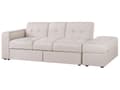 Miniatyrbillede 5 af 11: Sovesofa Beige Polyester 3 Personers Hjørnesofa Opbevaring Skuffer Kopholder Ottoman Fodskammel Quiltet Tuftet Moderne Multifunktionel Design