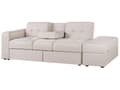 Miniatyrbillede 6 af 11: Sovesofa Beige Polyester 3 Personers Hjørnesofa Opbevaring Skuffer Kopholder Ottoman Fodskammel Quiltet Tuftet Moderne Multifunktionel Design
