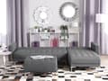 Miniatyrbillede 4 af 11: Hjørnesofa Grå polyester stof skumfyld 4 personers Moderne L-formet modulær klik klak funktion med fodskammel venstrehånds gæsteseng venlig