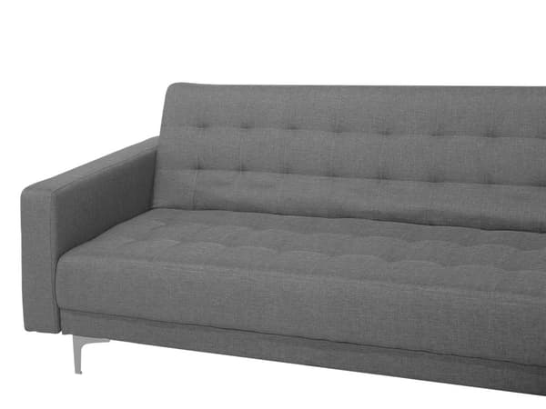 Hjørnesofa Grå polyester stof skumfyld 4 personers Moderne L-formet modulær klik klak funktion med fodskammel venstrehånds gæsteseng venlig