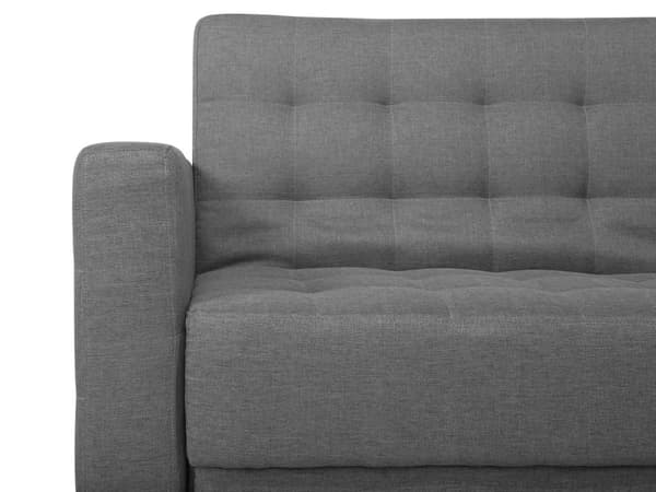 Hjørnesofa Grå polyester stof skumfyld 4 personers Moderne L-formet modulær klik klak funktion med fodskammel venstrehånds gæsteseng venlig