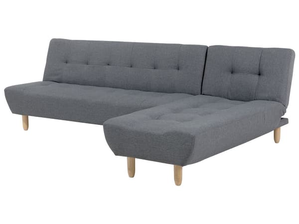 Sovesofa med Chaiselong Grå 4 Personers Sofa L Formet Dyb Sofaseng Siddemøbel Blød Stofsofa Design Hjørnesovesofa