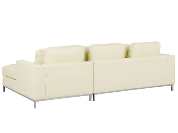 Hjørnesofa Beige Læderpolstret L-Formet Venstrehåndsorientering