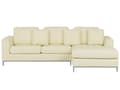 Miniatyrbillede 1 af 10: Hjørnesofa Beige Læderpolstret L-Formet Venstrehåndsorientering