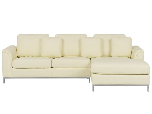 Hjørnesofa Beige Læderpolstret L-Formet Venstrehåndsorientering