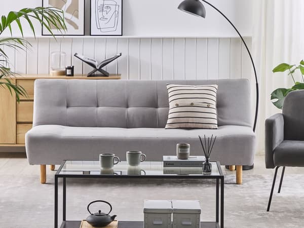 Venstrevendt Hjørnesovesofa Lysegrå Polstret 5-personers Quiltet Sofa med Chaiselong
