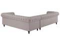 Miniatyrbillede 5 af 11: Chesterfield Hjørnesofa Beige Stof med Sorte Træben 6 Personers Bredt Tyk Polstret Knap Tuftet Venetiansk Barok stil Stue Moderne Dekoration