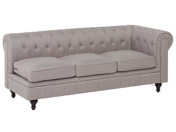Chesterfield Hjørnesofa Beige Stof med Sorte Træben 6 Personers Bredt Tyk Polstret Knap Tuftet Venetiansk Barok stil Stue Moderne Dekoration
