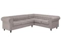 Miniatyrbillede 1 af 11: Chesterfield Hjørnesofa Beige Stof med Sorte Træben 6 Personers Bredt Tyk Polstret Knap Tuftet Venetiansk Barok stil Stue Moderne Dekoration