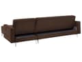 Miniatyrbillede 6 af 11: Hjørnesofa Chaiselong Brun Kunstlæder med Skumfyld og Sølv Krom Metalben 4 personers Moderne L-formet Fodstøtte modul Klik Klak Sovefunktion