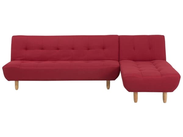 Sovesofa med Chaiselong Rød 4 Personers Sofa L Formet Dyb Sofaseng Siddemøbel Blød Stofsofa Design Hjørnesovesofa