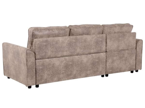 Brun Polstret Hjørnesovesofa Tre Personer Moderne Hjørnesofa til Stuen med Opbevaring i Højre Side