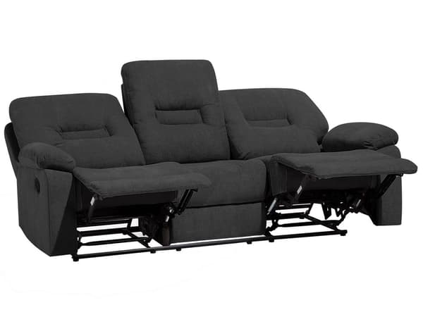 Hvilestol Mørkegrå Tykt Polstret Polyester 3 pers 204 x 101 x 73 Tv stol Push-Back sovefunktion Manuelt Justerbar Ryg og Fodstøtte Stue