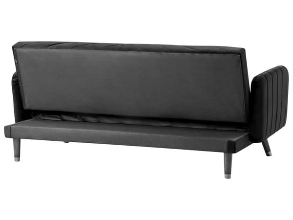 Sovesofa Sort Mørkt Træ Velour 3 pers Retro Glam Moderne Design Polyester Gummitræ Eukalyptustræ Fløjl Sofa 3-Personers Stue Indretning Møbel