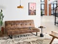 Miniatyrbillede 2 af 11: Sovesofa Brun Læder og Sort Metalben 3 Personers Moderne Sofa med Recliner Ligge Position Stue Cabriolet uden Armlæn Minimalistisk Design