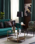 Miniatyrbillede 6 af 11: Sovesofa Smaragdgrøn Mørkt Træ Velour 3 pers Retro Glam Moderne Design Polyester Gummitræ Eukalyptustræ Grøn Fløjl Sofa Stue Indretning Møbel