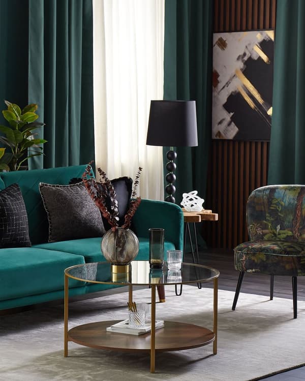 Sovesofa Smaragdgrøn Mørkt Træ Velour 3 pers Retro Glam Moderne Design Polyester Gummitræ Eukalyptustræ Grøn Fløjl Sofa Stue Indretning Møbel