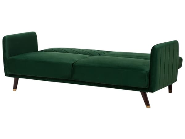 Sovesofa Smaragdgrøn Mørkt Træ Velour 3 pers Retro Glam Moderne Design Polyester Gummitræ Eukalyptustræ Grøn Fløjl Sofa Stue Indretning Møbel