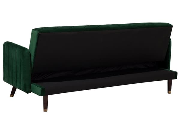 Sovesofa Smaragdgrøn Mørkt Træ Velour 3 pers Retro Glam Moderne Design Polyester Gummitræ Eukalyptustræ Grøn Fløjl Sofa Stue Indretning Møbel