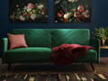 Miniatyrbillede 2 af 11: Sovesofa Smaragdgrøn Mørkt Træ Velour 3 pers Retro Glam Moderne Design Polyester Gummitræ Eukalyptustræ Grøn Fløjl Sofa Stue Indretning Møbel