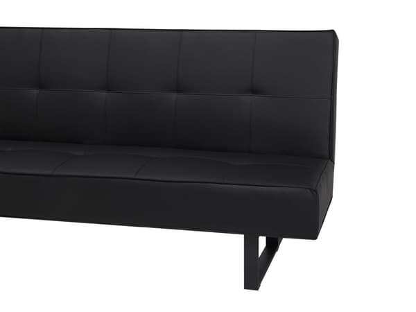 Sovesofa Sort Læder og Metalben 3 Personers Moderne Sofa med Recliner Ligge Position Stue Cabriolet uden Armlæn Minimalistisk Design