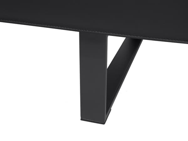 Sovesofa Sort Læder og Metalben 3 Personers Moderne Sofa med Recliner Ligge Position Stue Cabriolet uden Armlæn Minimalistisk Design