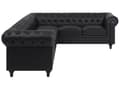 Miniatyrbillede 4 af 11: Chesterfield Hjørnesofa Sort Kunstlæder med Sorte Træben 6 Personers Bredt Tyk Polstret Knap Tuftet Venetiansk Barok stil Stue Moderne Dekor