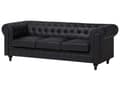 Miniatyrbillede 7 af 11: Chesterfield Hjørnesofa Sort Kunstlæder med Sorte Træben 6 Personers Bredt Tyk Polstret Knap Tuftet Venetiansk Barok stil Stue Moderne Dekor