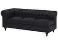 Miniatyrbillede 9 af 11: Chesterfield Hjørnesofa Sort Kunstlæder med Sorte Træben 6 Personers Bredt Tyk Polstret Knap Tuftet Venetiansk Barok stil Stue Moderne Dekor