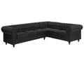 Miniatyrbillede 1 af 11: Chesterfield Hjørnesofa Sort Kunstlæder med Sorte Træben 6 Personers Bredt Tyk Polstret Knap Tuftet Venetiansk Barok stil Stue Moderne Dekor