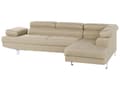 Miniatyrbillede 4 af 9: Hjørnesofa Lys Beige Stof L-formet Justerbar Nakkestøtte og Armlæn