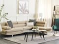Miniatyrbillede 2 af 9: Hjørnesofa Lys Beige Stof L-formet Justerbar Nakkestøtte og Armlæn