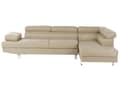 Miniatyrbillede 1 af 9: Hjørnesofa Lys Beige Stof L-formet Justerbar Nakkestøtte og Armlæn