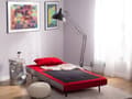 Miniatyrbillede 4 af 11: Lænestol Rød Grå Polyester 100 x 87 x 89 cm Enkelt Knap Tuftet Lænestolsseng Fold Ud Sovestol Multifunktionel Sovesofa Gæsteseng Foldemadras