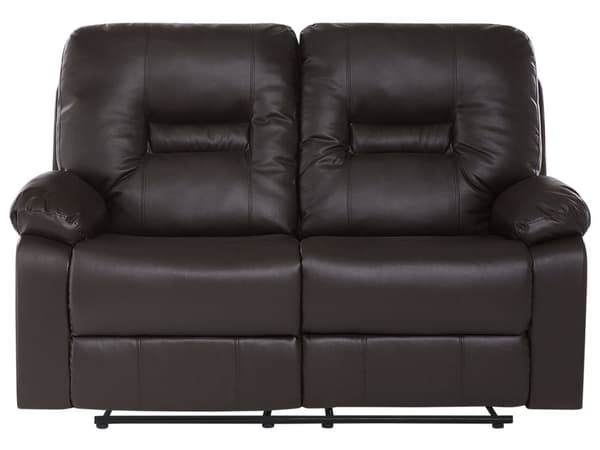 Hvilestol Brun Tykt Polstret Kunstlæder 2 pers 146x101x73 Tv stol Push-Back sovefunktion Manuelt Justerbar Ryg og Fodstøtte Stue Indretning