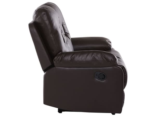 Hvilestol Brun Tykt Polstret Kunstlæder 2 pers 146x101x73 Tv stol Push-Back sovefunktion Manuelt Justerbar Ryg og Fodstøtte Stue Indretning