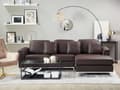 Miniatyrbillede 2 af 6: Hjørnesofa Brun Læderpolstret L-Formet Venstrehåndsorientering