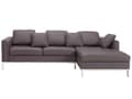 Miniatyrbillede 1 af 6: Hjørnesofa Brun Læderpolstret L-Formet Venstrehåndsorientering