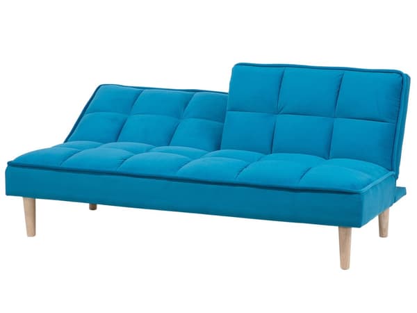 Sovesofa Blå 3 personers tilbagelænet ryg Quiltet