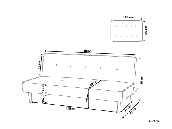 Sovesofa Blå 3 personers sæde med knapper Klik Klak