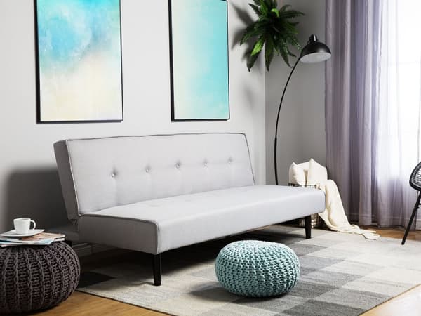 Sovesofa Lysegrå 3-personers sæde med knapper Klik Klak