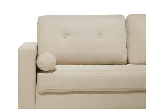 Stof Sofa Beige Stof Polstring 2 Personers Knap Tuftet med to Pølsepuder
