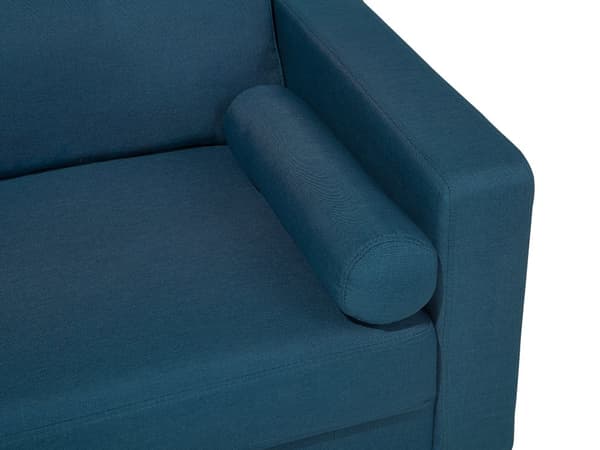 Stof Sofa Blå Stof Polstring 2 Personers Knap Tuftet med To Pølsepuder